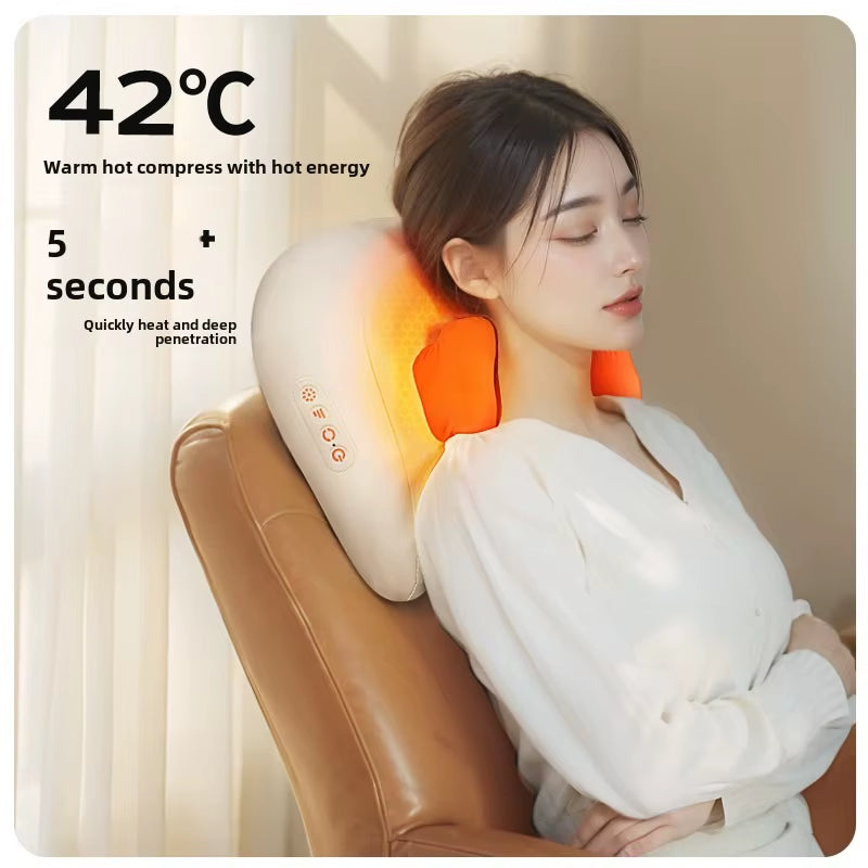 Trapezius Electric Massage Pillow for Neck and Shoulder Wireless Car and Home Massager Heat Waist Leg Cervical Shiatsu Kneading
